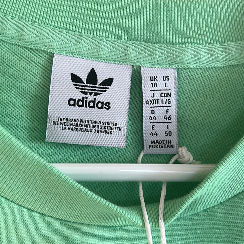 adidas logo tee Originals Essentials cropped t-shirt in mint-Green - Picture 8 of 10